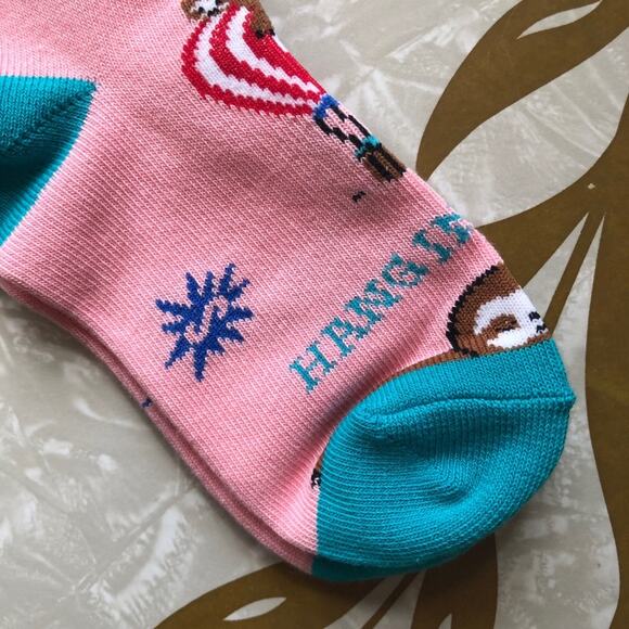 Sock It To Me Pink Hang In There Hot Air Balloon Sloth Youth Novelty Crew Socks - Picture 5 of 6